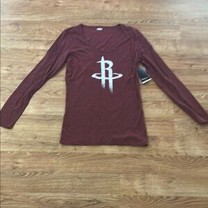 NBA Red Long Sleeve Fitted T-Shirt